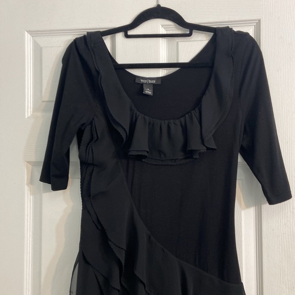 White House Black Market - Above The Knee Ruffle Dress in Black / Size Small - Picture 3 of 9